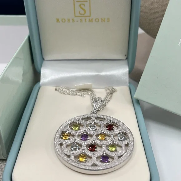 Ross-Simons Sterling Silver Multi-Gemstone Necklace – Vintage Statement Piece - Picture 3 of 17